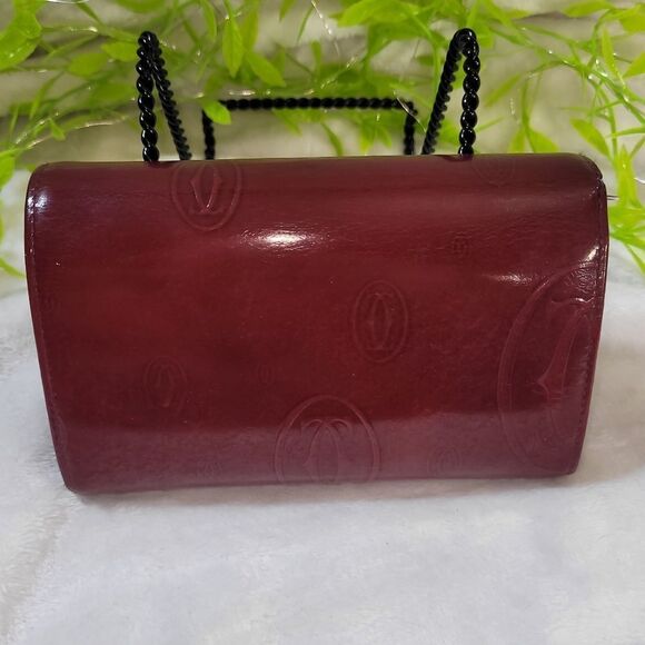 Authentic Cartier Burgundy Patent Leather Happy Birthday Continental Wallet - Picture 3 of 16